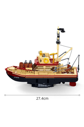 Sluban No Box 592PCS Fishing Boat Trawler Great White Shark Boat Building Blocks Pirate Ship Figures Model