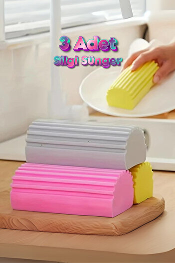 GRİMOR Life 3Pcs Multipurpose Moist Eraser Sponge Dust Master Cleaning Sponge Dust Water Dirt Absorbing Super Practical