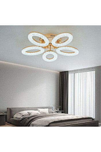 RFAN Candelabru LED, Model J303-5, Cu Telecomandă, 3 Tipuri de Lumină, 100W, Auriu