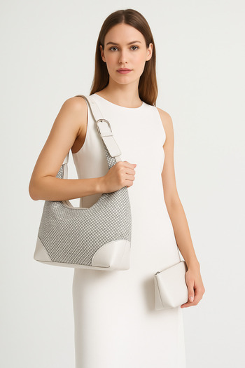 ESTUTE Trendy Luxury Knitted Textured Shoulder Bag + Gift Makeup Bag