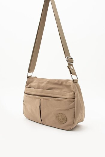 CCWAY AYAKKABI Women's Waterproof Fabric Multi-Pocket Crossbody School Travel and Shoulder Bag Nude