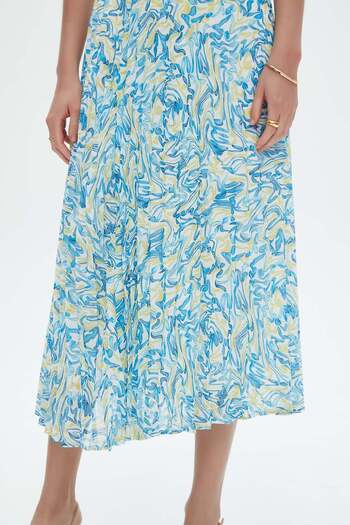 Nichii Printed Pleated Midi Skirt