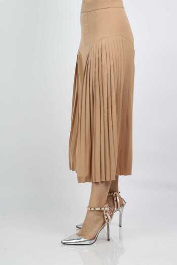 Nichii Solid Pleated Midi Skirt