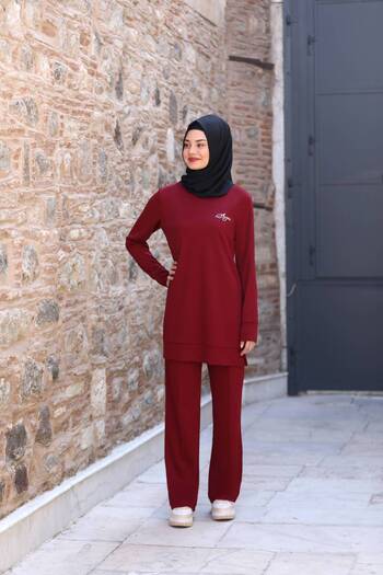 Halezademoda Cemre Stone Embroidered Sporty Double Set