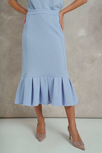 Nichii Checkered Ruffled Midi Skirt