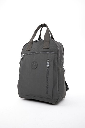 CCWAY AYAKKABI Women's Water Resistant Crinkle Fabric Multi-Pocket Laptop School and Backpack Smoked