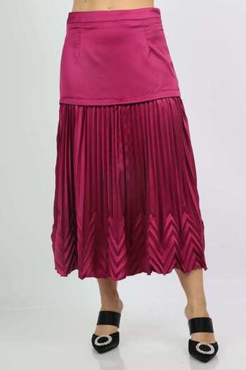 Nichii Solid Pleated Midi Skirt