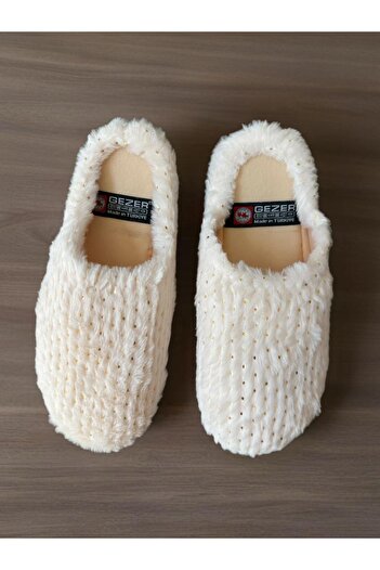 GEZER Bej Kali̇ Winter Indoor Slippers