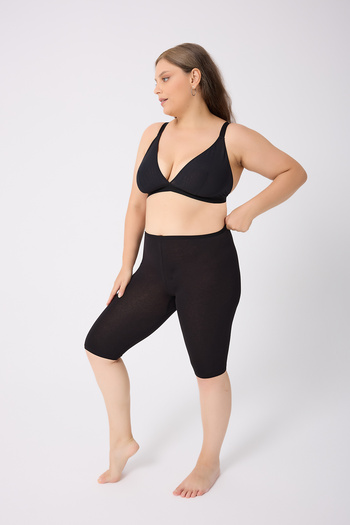 ELİT zümrüt Women's Knee-Length Capri Leggings 100% Cotton with Elastic Waistband