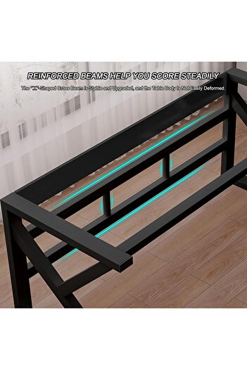 Crestj Gaming Computer Desk by Nzone, Comfortable Gaming Table with K-Shaped Steel Legs and Cable Holes, Du