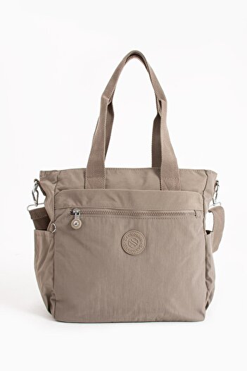 CCWAY AYAKKABI Women's Large Size Compartmentalized Waterproof Crossbody and Shoulder Strap Bag Beige