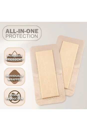 EVERLIT Silicone Foam Dressing with Gentle Adhesive Border | Sterile, Highly Absorbent, Waterproof H