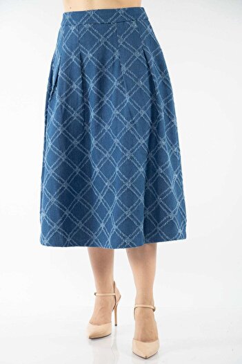 Nichii Checkered Midi Skirt