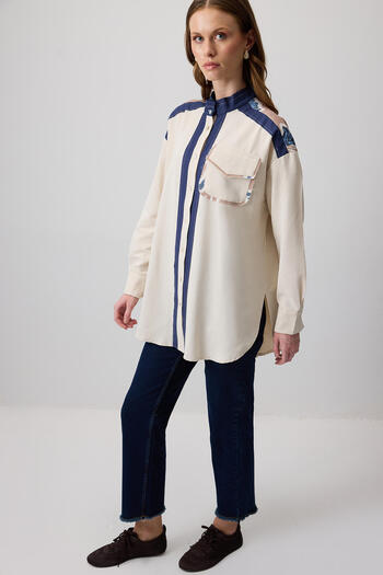 Touché Privé Linen Textured Contrast Shirt