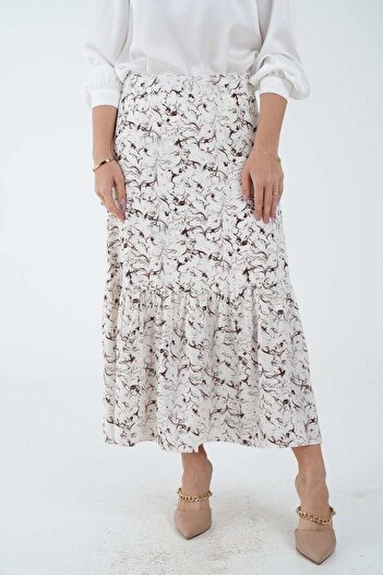 Nichii Printed Midi Skirt with Ruffles