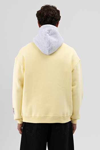 VAMOSCLO Çift Renk Baskılı Oversize Sweatshirt Sarı