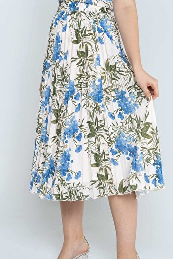 Nichii Floral Pleated Midi Skirt