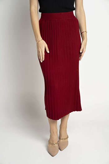 Nichii Solid Pleated Midi Skirt