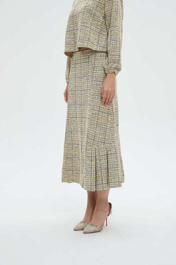 mica Checkered Midi Skirt