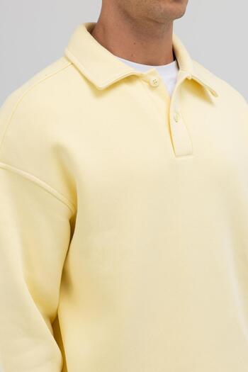 VAMOSCLO Basic Polo Neck Sweatshirt Yellow