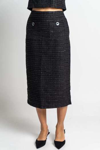Nichii Checkered Midi Skirt with Pockets