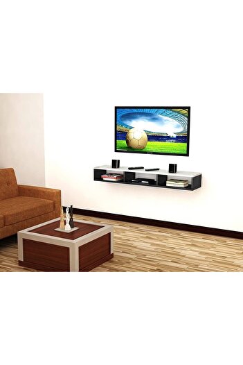 Modern home Wall Mounted TV Unit, Cabinet (Black + White)