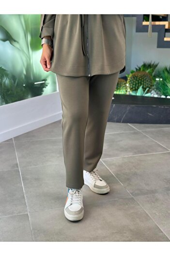 Armine Trend Kolları Şerit Detaylı Pantolonlu Takım 25KT604 Haki