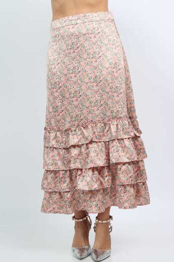 Nichii Printed Ruffled Midi Skirt