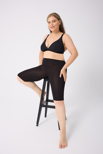 ELİT zümrüt Women's Knee-Length Capri Leggings 100% Cotton with Elastic Waistband
