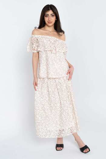 Nichii Embroidered Lace Maxi Skirt