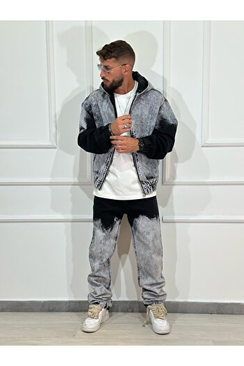 Urban Collection Men's jeans suit, black and white, urban and versatile style