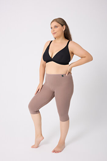 ELİT zümrüt Women's Knee-Length Capri Leggings 100% Cotton with Elastic Waistband