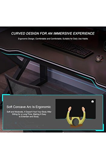 Crestj Gaming Computer Desk, Comfortable Gaming Table with K-Shaped Steel Legs and Cable Grommets, Durable