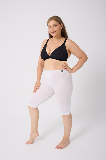 ELİT zümrüt Women's Knee-Length Capri Leggings 100% Cotton with Elastic Waistband
