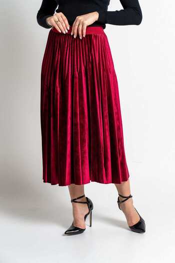 Nichii Solid Pleated Midi Skirt