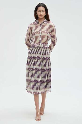 Nichii Graphic Print Ruffled Midi Skirt