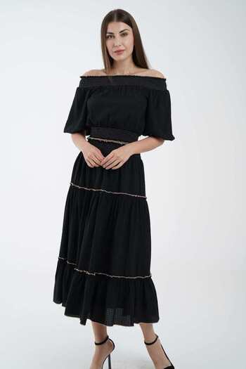 Nichii Ruffled Solid Midi Skirt