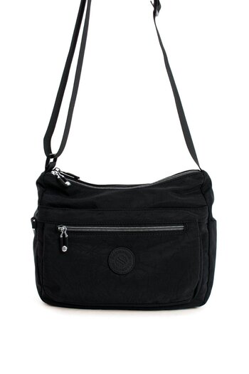 CCWAY AYAKKABI Women's Multi-Pocket Waterproof Crossbody and Shoulder Bag Wrinkled Fabric Thermos Compartment Adjustable Strap Si̇y