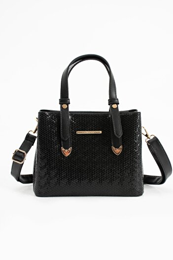 CCWAY AYAKKABI Daily Stylish Hand and Shoulder Women's Bag Practical Easy to Carry Bag Black Glitter