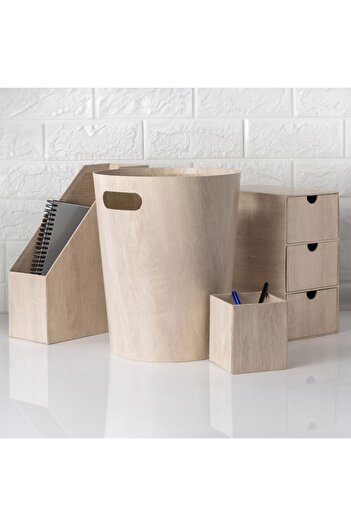 ANTBRO Trash bin made of cardboard with wood pattern Antbro®, for office, 25 x 30 cm