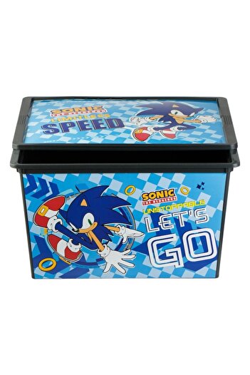 SHOPIENS Sonic Toy Storage Box with Lid and Wheels, Blue, 52.5x37x31cm, 50L