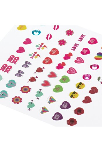 SHOPIENS Kids Stick-On Earrings, 30 Pairs, Multicolor, Various Designs (Hearts)