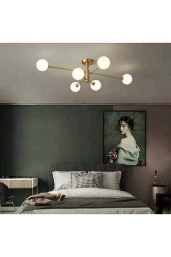 LED CONCEPT LED chandelier with lampshades, gold, asymmetrical, 85x65x25cm, 6xG9