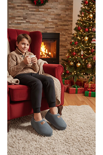 Deniz Terlik Children's Silent Non-Slip Sole Fluffy Plush Home Boots