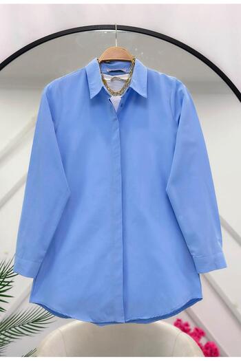 YEDİLALE Terycotton Basi̇c Klasi̇k Gömlek [Hidden Button, 85 cm Medium]