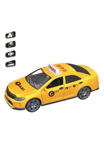 SHOPIENS Toy Car, Taxi Model, Yellow Color, Lights and Sounds, Folding Doors, Battery Operated