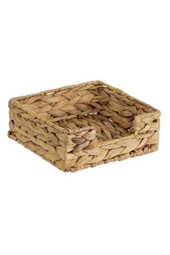 SHOPIENS Napkin Holder 'Straw', Metal, Water Hyacinth, 18.5x18.5x7 cm,