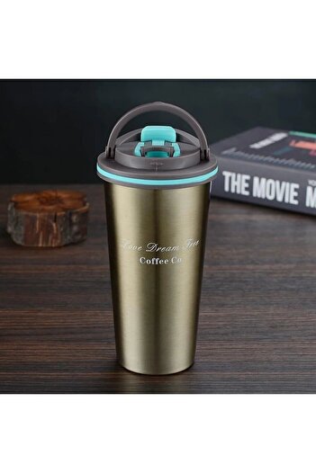 LionX 500ml Stainless Steel Thermos Coffee Mug with Straw