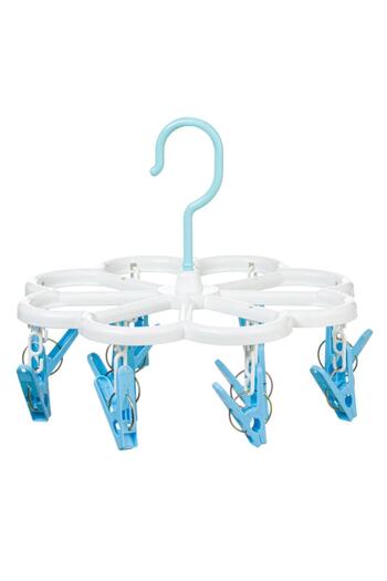 SHOPIENS Suport de uscare cu 12 cârlige, 25x25 cm, plastic, alb/albastru