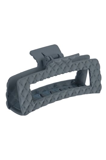 SHOPIENS Women's Hair Clip, Matte Anthracite, 12cm, Quilted Pattern